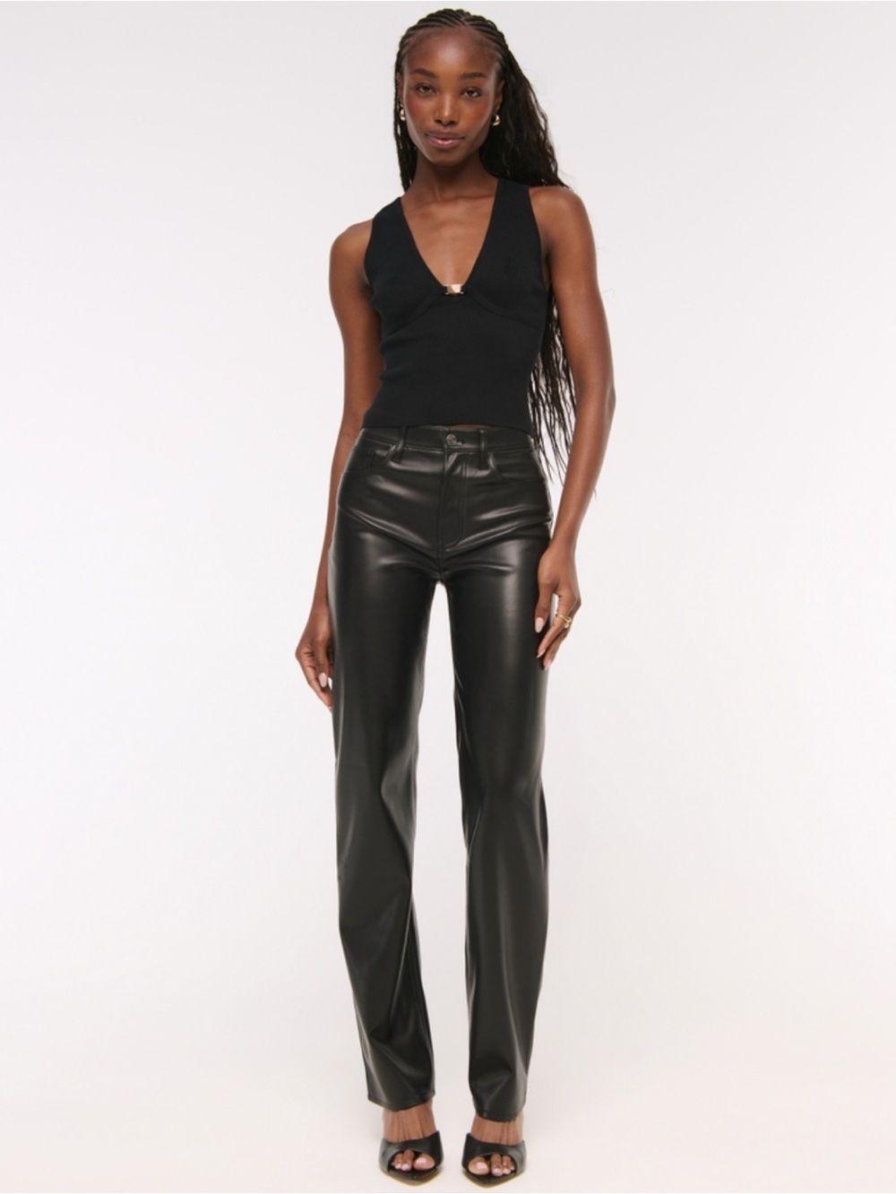 Abercrombie High Rise 90s Relaxed Vegan Leather Pants Black Women’s 27 4 Short